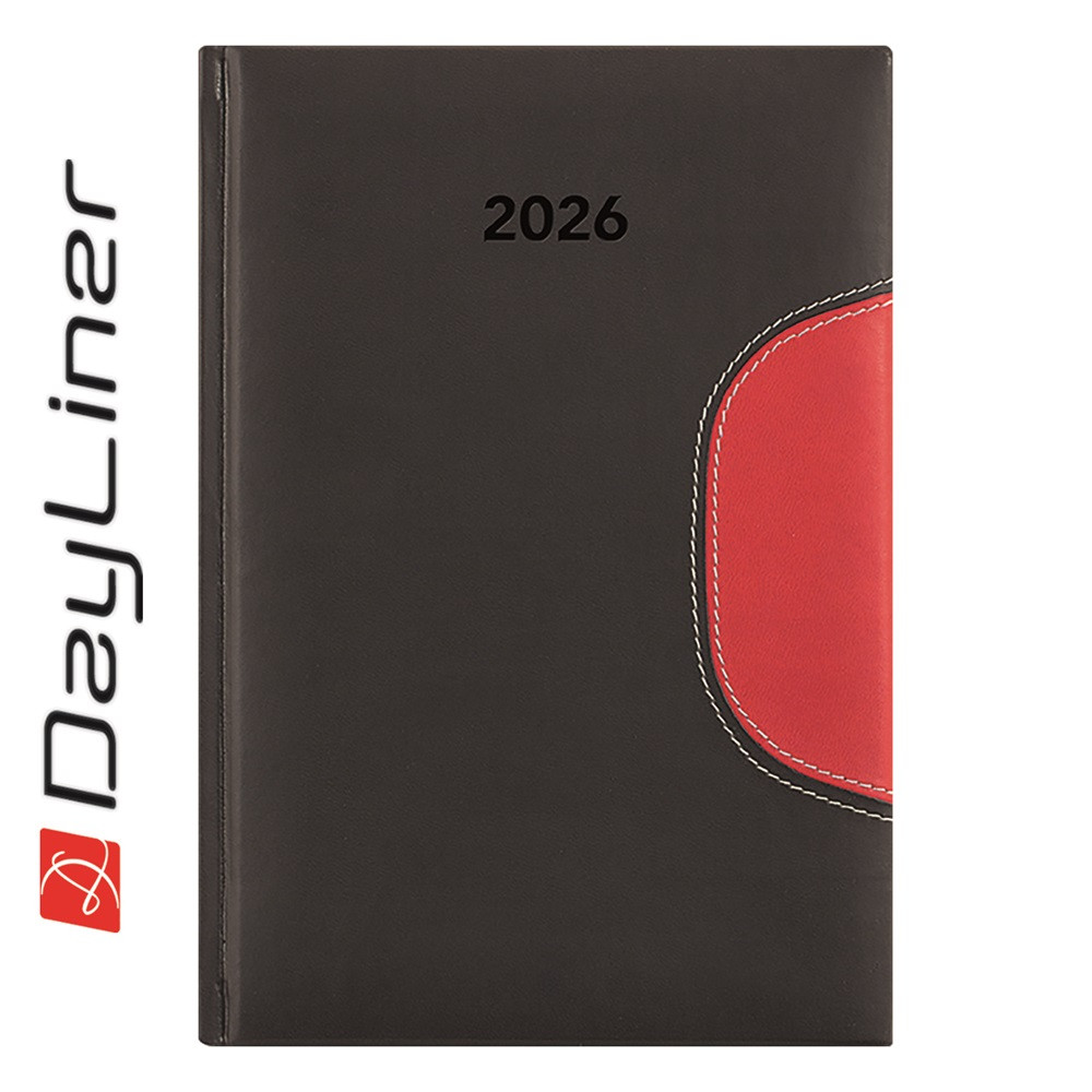 Image of Határidőnapló Memphis B5 heti, fehér lapokkal fekete-piros Dayliner 2026.