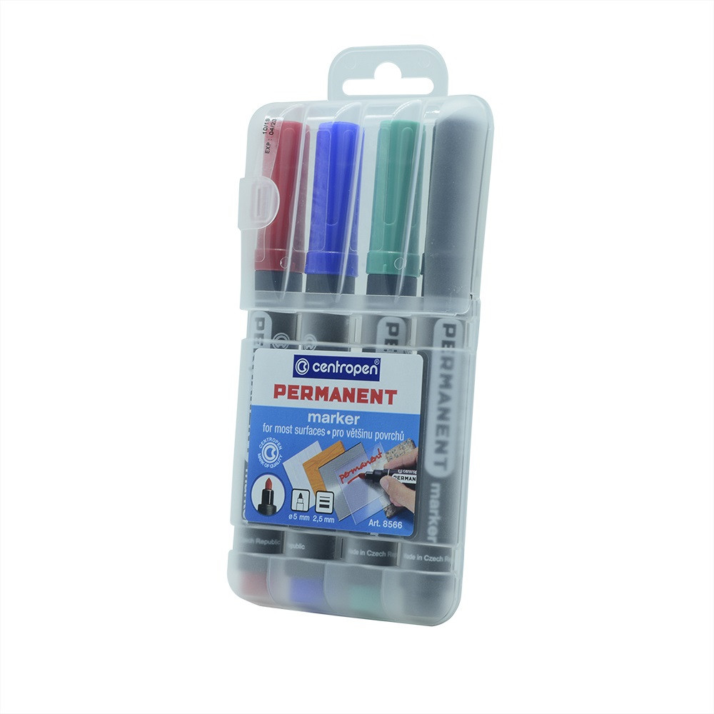 Image of Alkoholos marker készlet, 2,5mm, kerek hegyű, Centropen 8566, 4 klf. szín