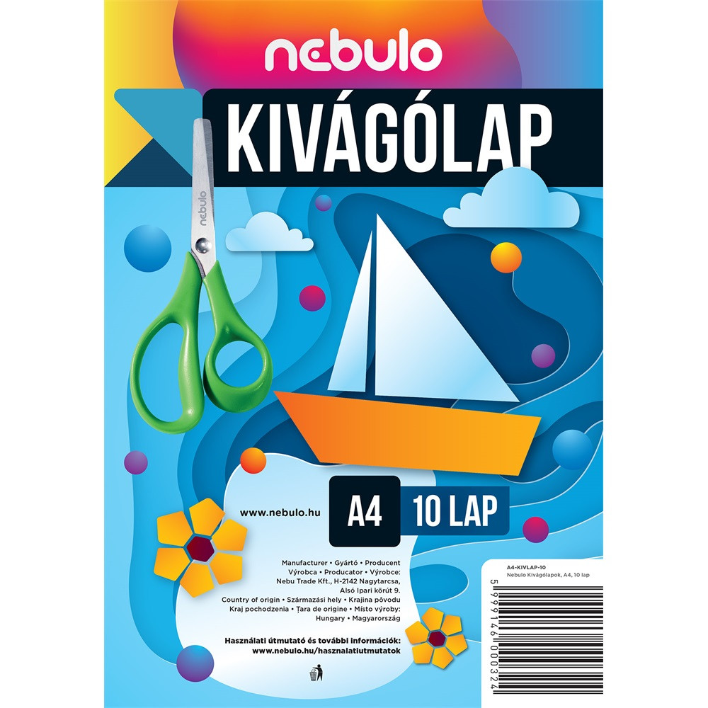 Image of Enyvezetlen kivágóminta A4, vegyes színek, 10 lap/csomag, Nebulo