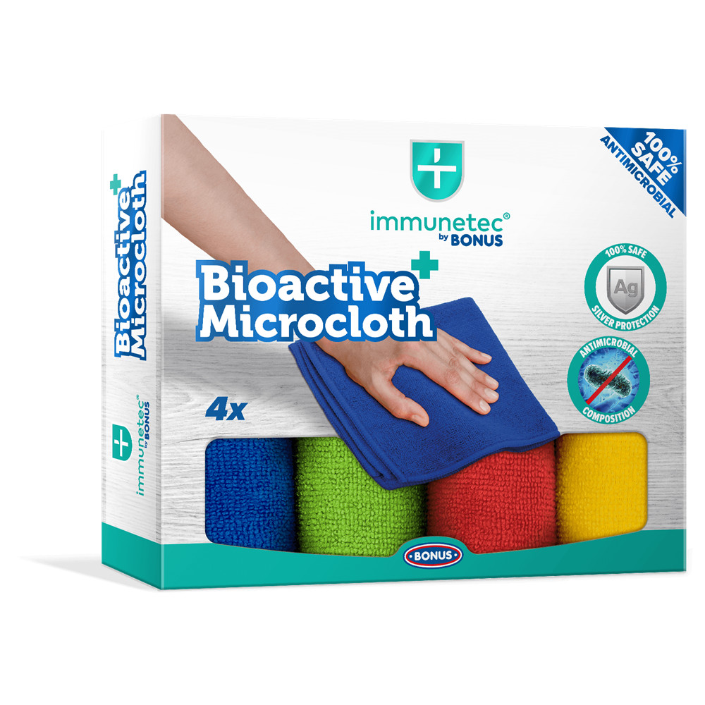 Image of Törlőkendő mikroszálas 32 x 32 cm Immunetec BioActive 4 db/csomag Bonus_B785