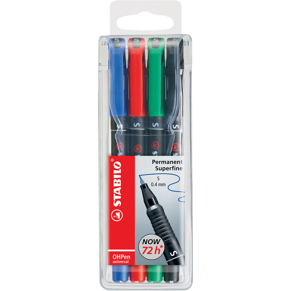 Image of Alkoholos marker készlet 0,4mm, STABILO OHPen S, 4 klf. szín