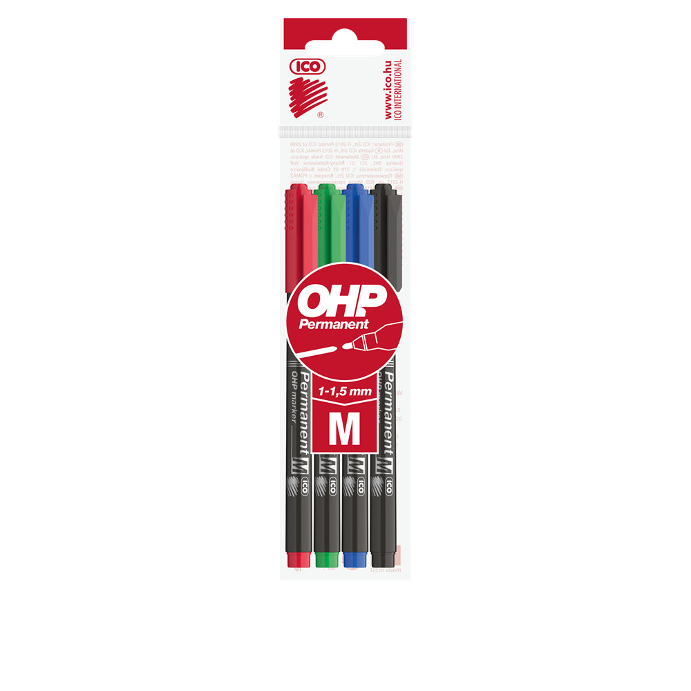 Image of Alkoholos marker készlet, M, OHP Ico, 4 klf.szín