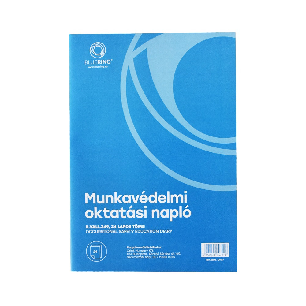 Image of Munkavédelmi oktatási napló 24lapos A4, álló B.VALL.349 Bluering®