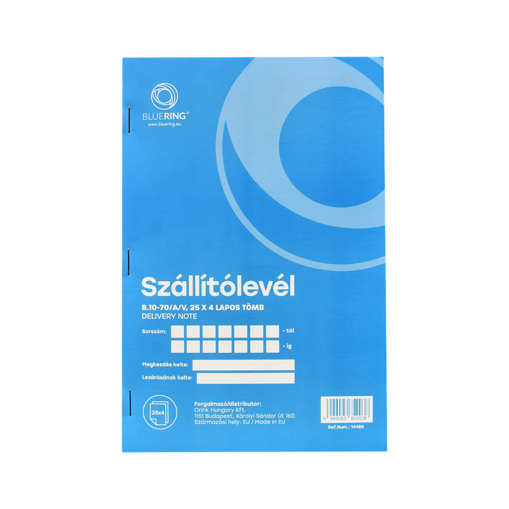 Image of Szállítólevél A5, 25x4 lapos B.10-70/A/V Bluering®