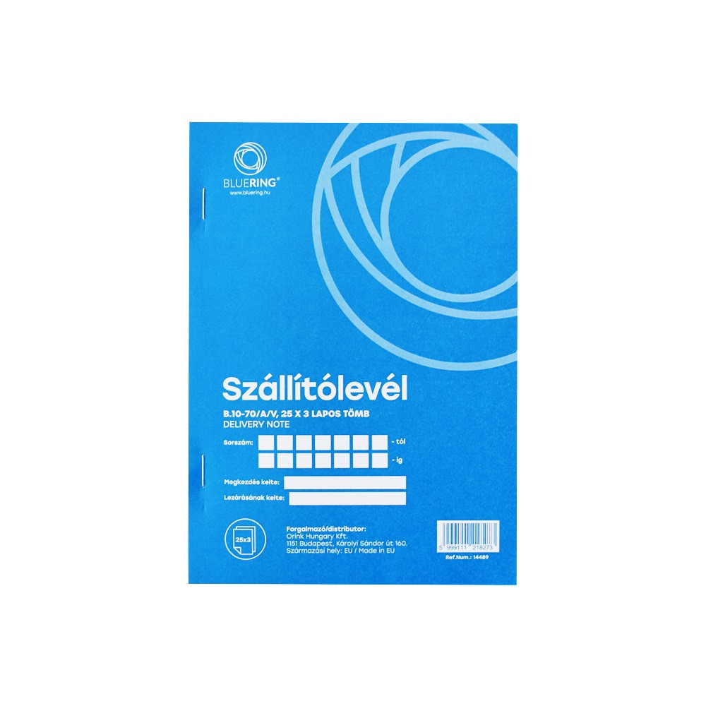 Image of Szállítólevél A5, 25x3 lapos B.10-70/A/V Bluering®