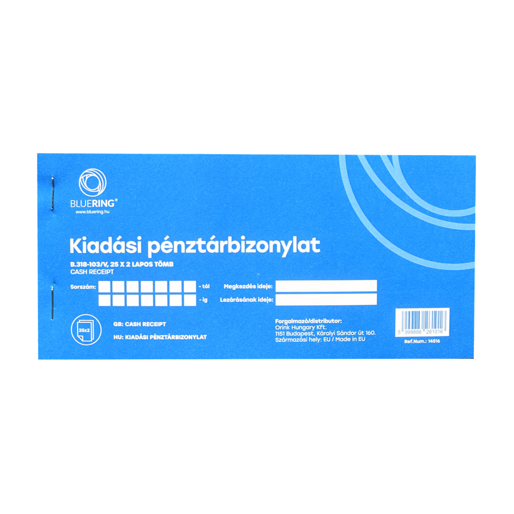 Image of Kiadási pénztárbizonylat 25x2lapos B.318-103/V Bluering®