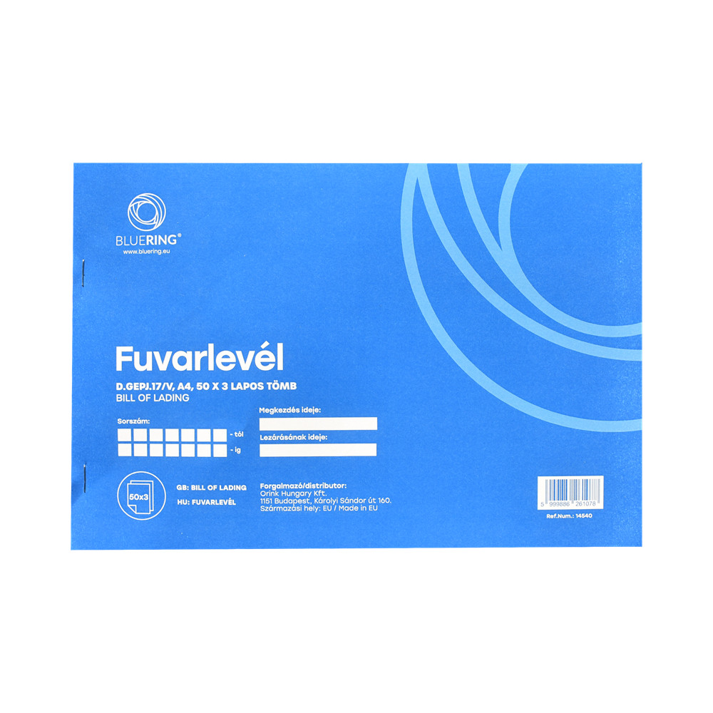 Image of Fuvarlevél A4, 50x3lapos fekvő D.GEPJ.17/V Bluering®