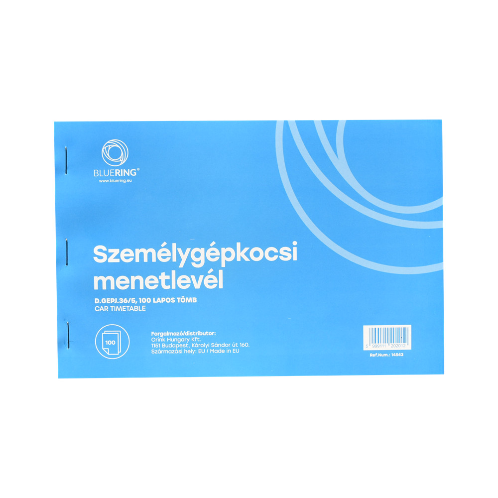 Image of Személygépkocsi menetlevél A5, 100 lapos D.GEPJ.36/5 Bluering®